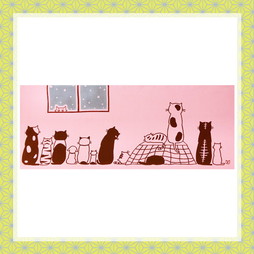 絵てぬぐい 原画:大沢麻衣子「ネコたちの冬」